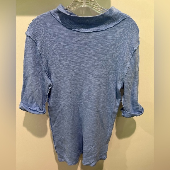 We The Free Vibrant Blue Knit Top Size L Elbow Length 100% Cotton - Picture 1 of 9